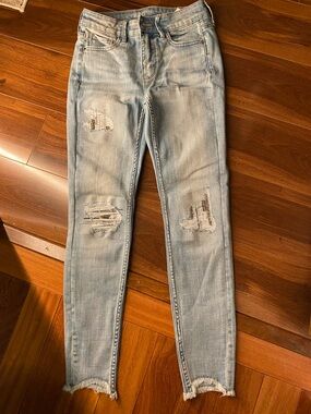 White House Black Market Light Blue Distressed Skinny Jeans